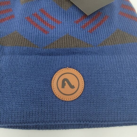 Flylow Revival Pom Beanie Saphire Blue Red Gray Knit Hat Unisex Size OSFM NEW - Picture 4 of 6